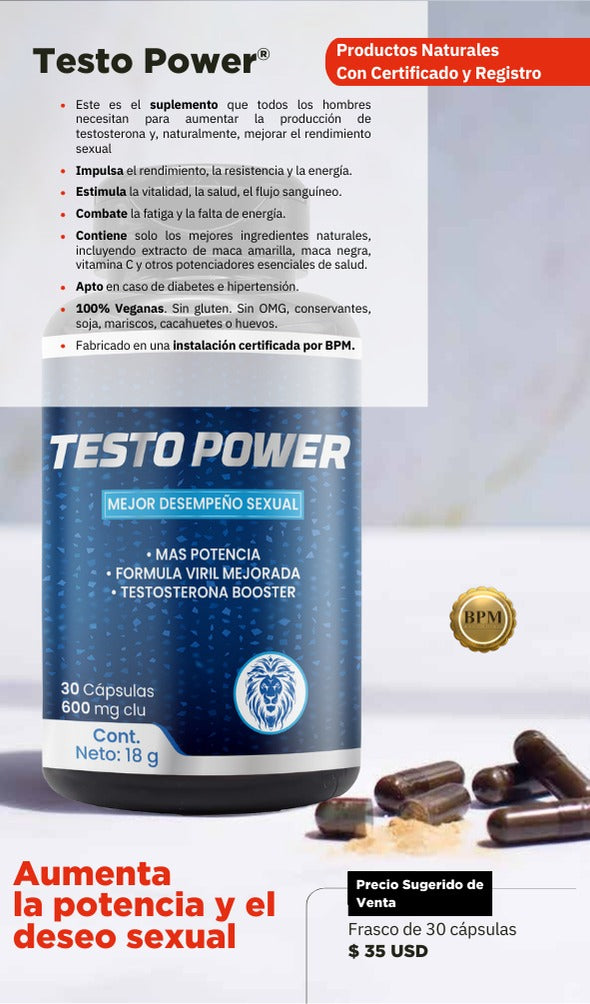 Testosterona desempeño sexual x 30 caps