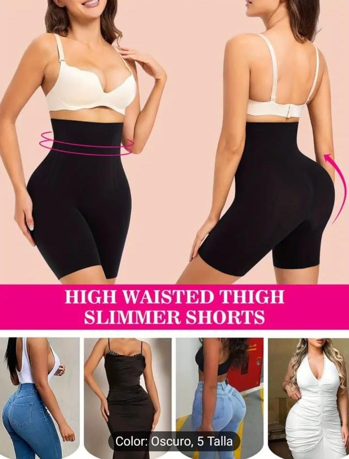Faja strapless microfibra tipo short moldeadora negro y beige tallas S M L XL