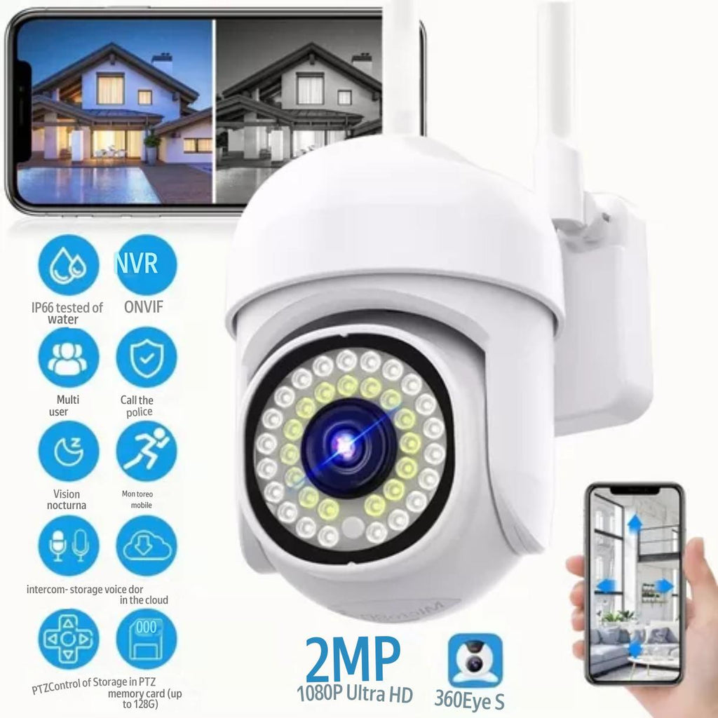 Cámara seguridad WiFi 360° Full HD exterior IP66 Ecuador