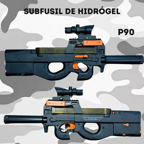 Lanzador Hidrogel P90 | Luces LED + Sonido + Mira + 500 Bolitas Incluidas