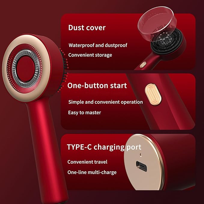 Cepillo Masaje Eléctrico Cabello LED Vibración