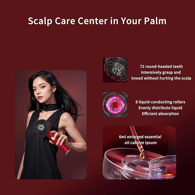 Cepillo Masaje Eléctrico Cabello LED Vibración