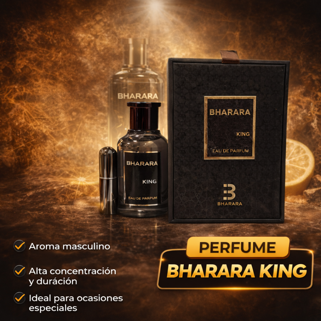 Perfume Bharara King masculino oriental amaderado ámbar sándalo especias lujo 
