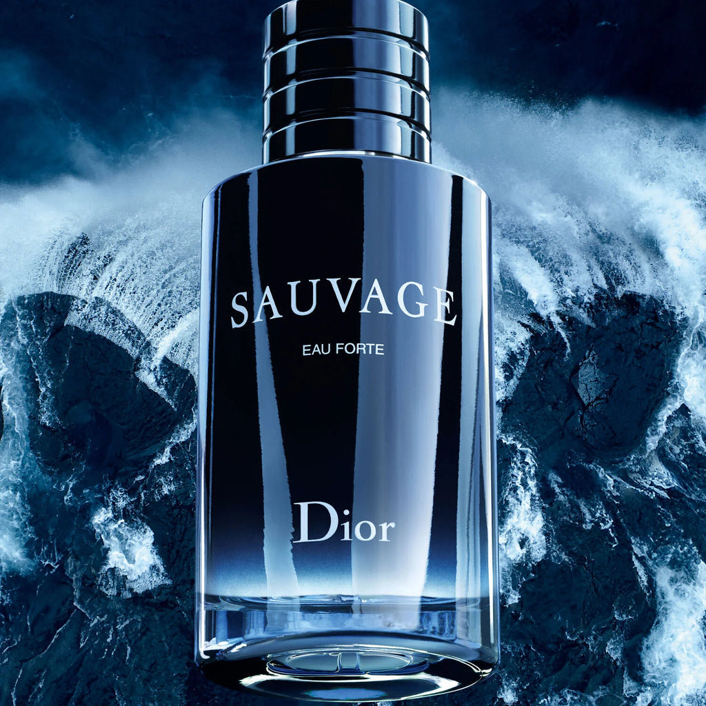 Perfume Sauvage Dior masculino aromático fougère notas bergamota cedro ambroxan duración 4-6 horas