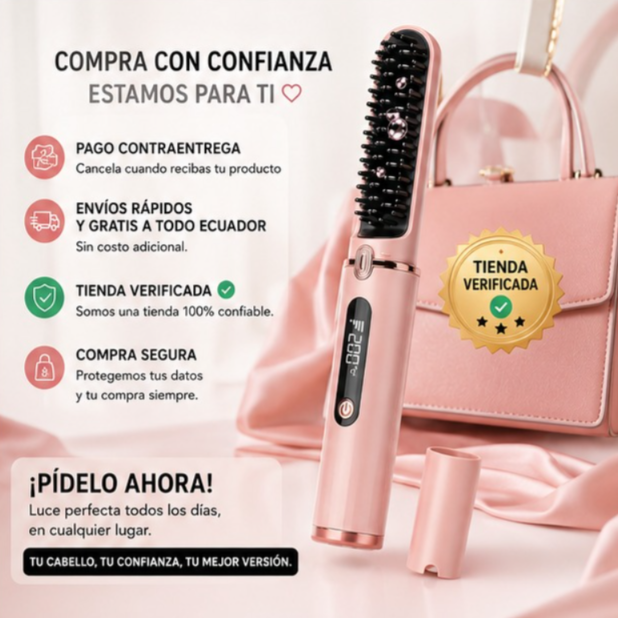 Cepillo Alisador Inalámbrico – Plancha Multifuncional con Cápsula Hidratante - AUREVAX