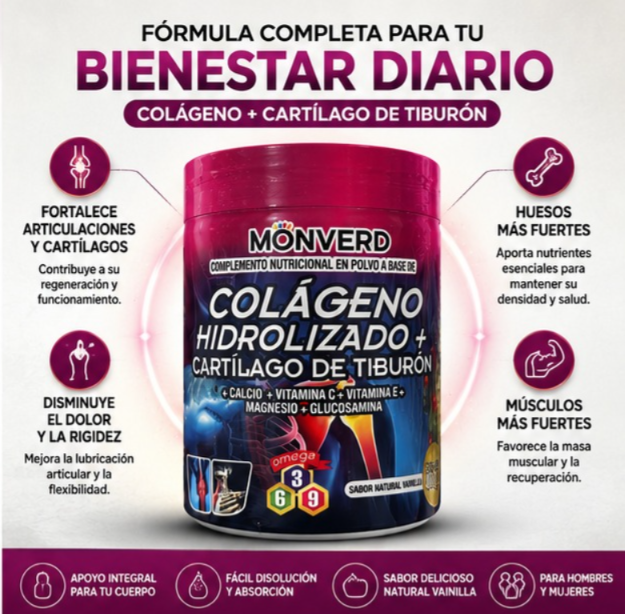 Colágeno hidrolizado con cartílago de tiburón 300g polvo Ecuador