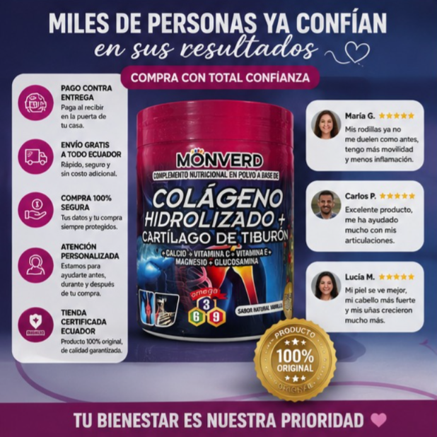 Colágeno hidrolizado con cartílago de tiburón 300g polvo Ecuador