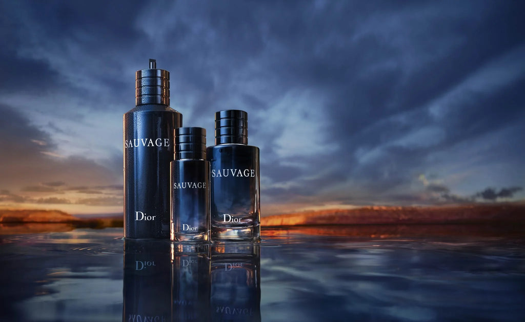 Perfume Sauvage Dior masculino aromático fougère notas bergamota cedro ambroxan duración 4-6 horas