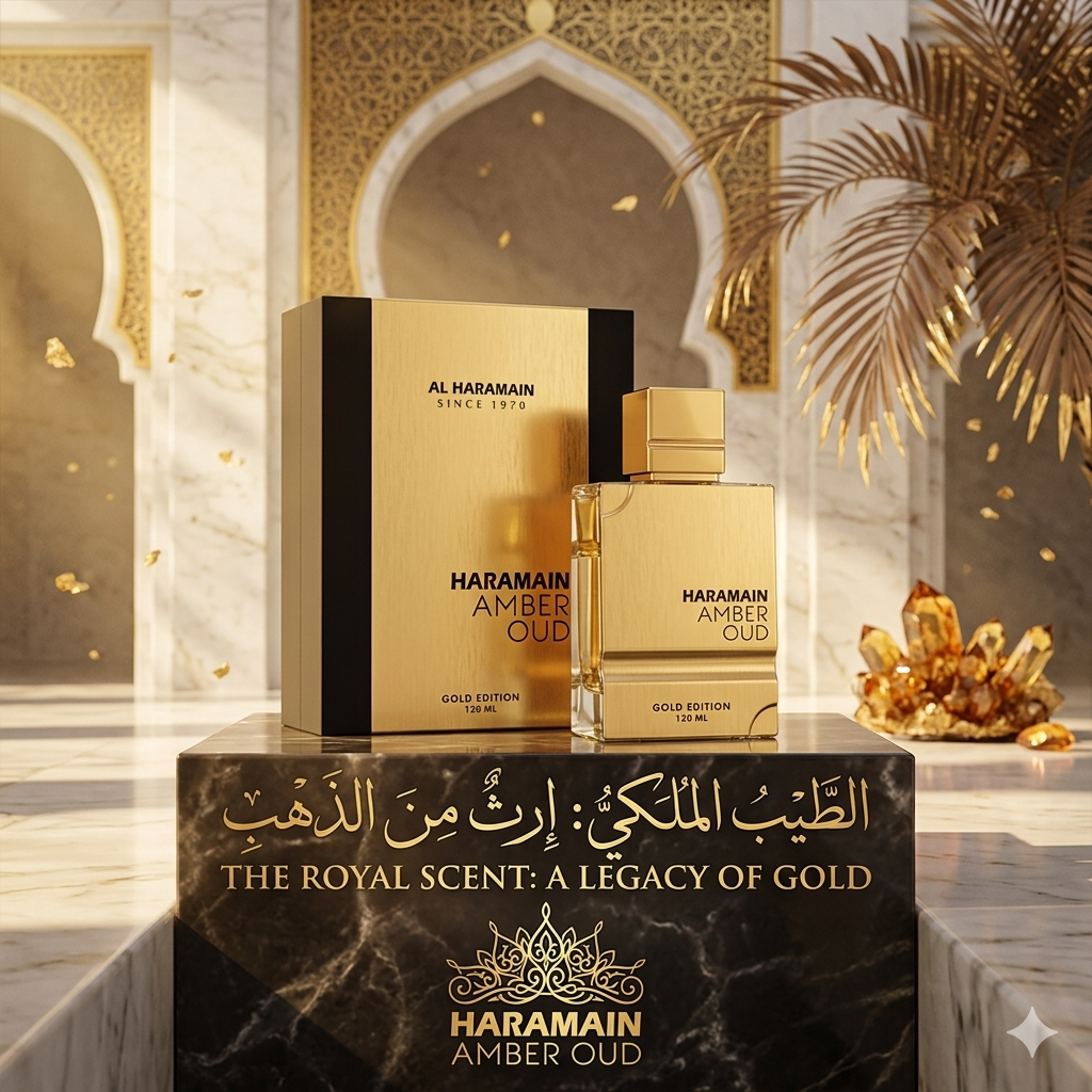 Perfume Al Haramain Gold en caja oriental floral dulce con ámbar y vainilla unisex 