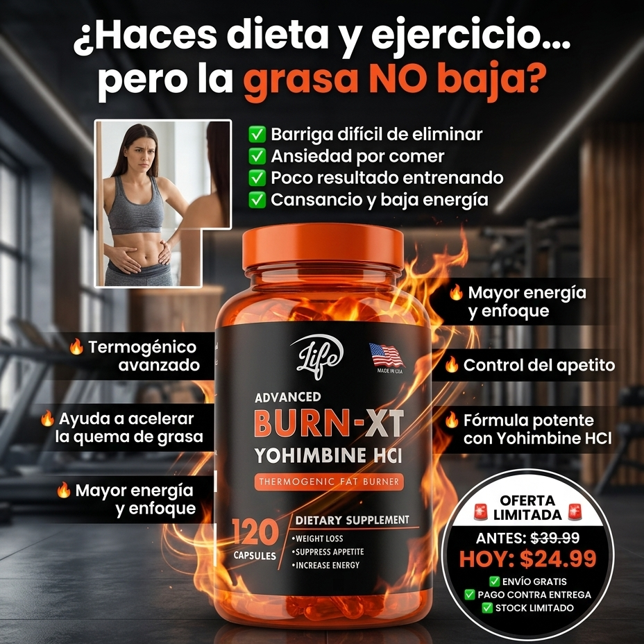 Burn XT Termogénico Quemador de Grasa con Yohimbine HCl – Suplemento para hombres y mujeres