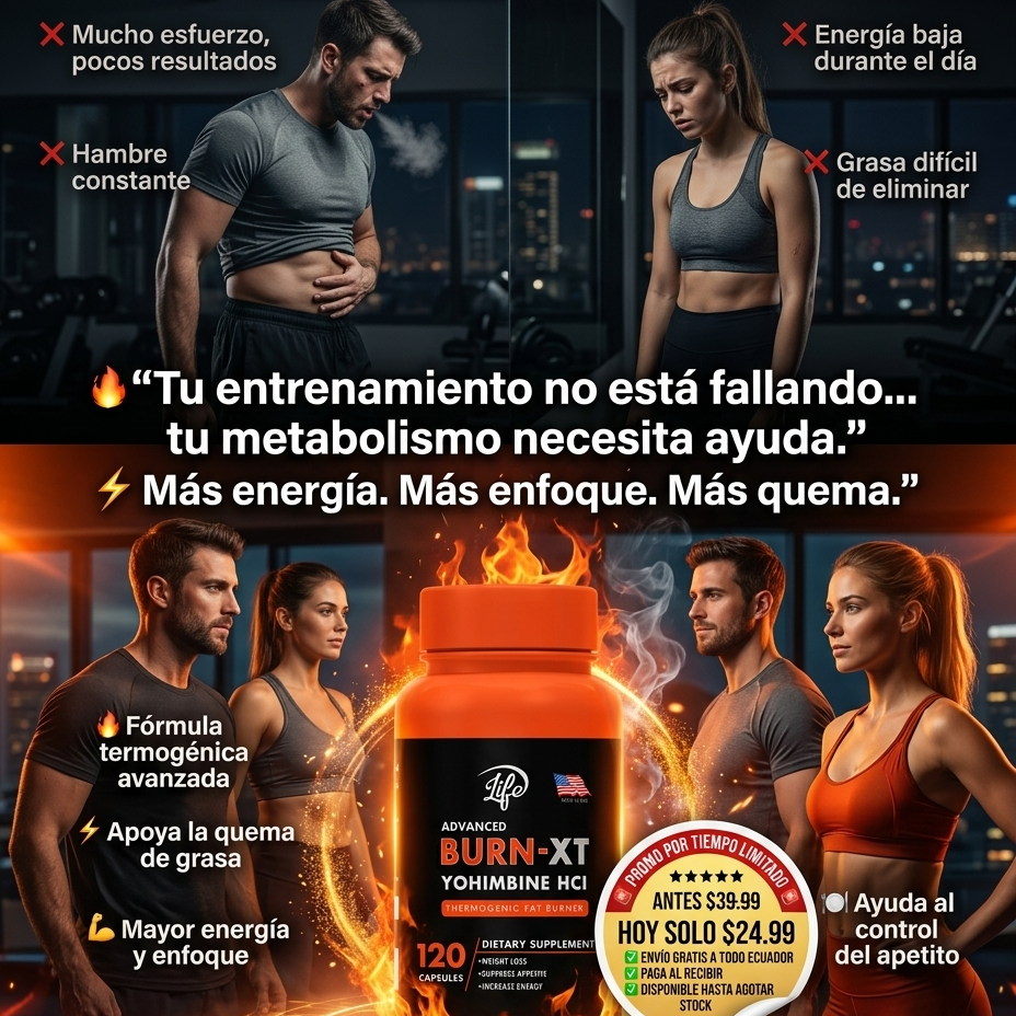 Burn XT Termogénico Quemador de Grasa con Yohimbine HCl – Suplemento para hombres y mujeres