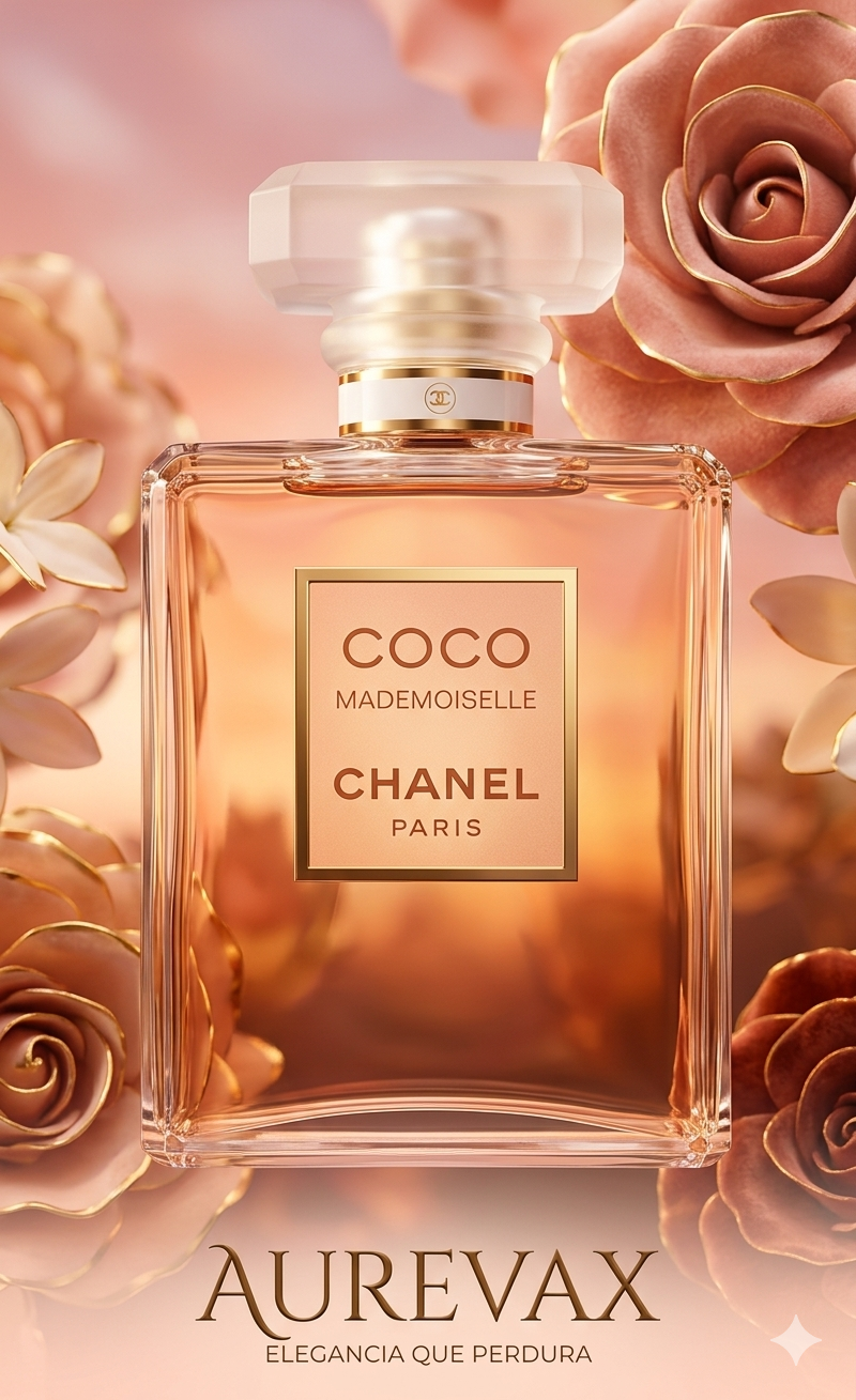 Perfume Coco Mademoiselle femenino oriental floral con notas de ámbar, rosa y jazmín