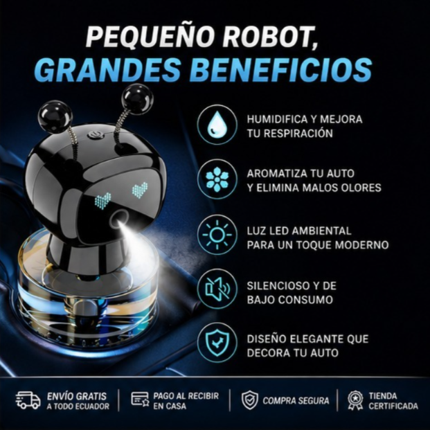 Robot Humidificador para Auto – Difusor de Aromas con LED