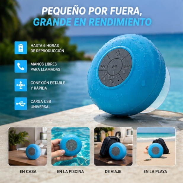 Parlante de Ducha Bluetooth - Resistente al Agua IPX4 con Manos Libres