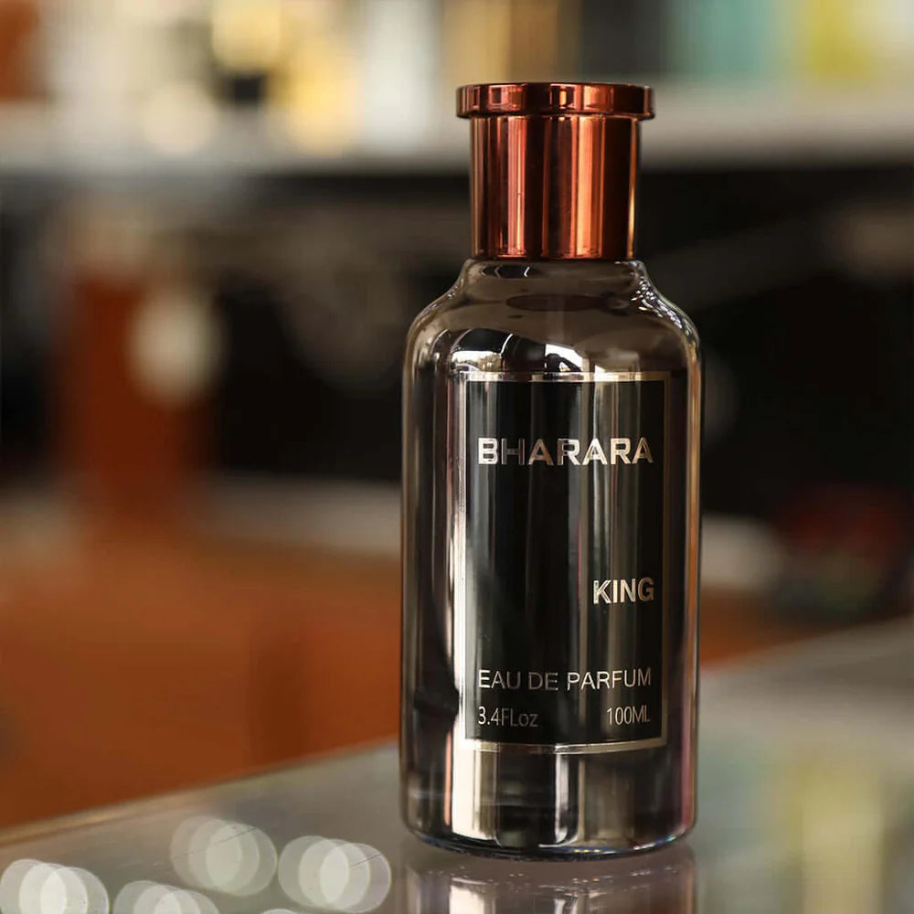 Perfume Bharara King masculino oriental amaderado ámbar sándalo especias lujo 